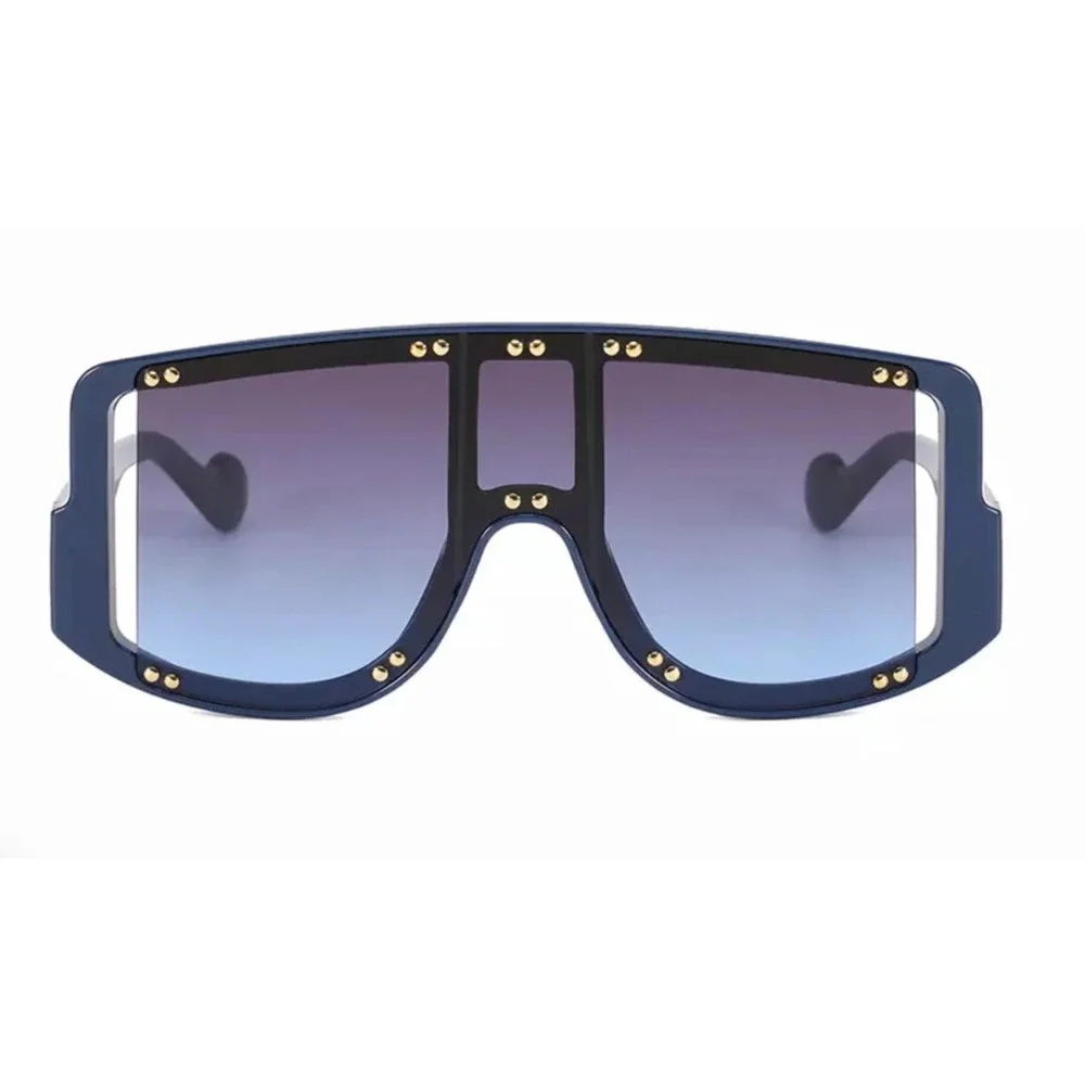 Oversized‎ XXL Shield Sunglasses Studded Accents Fashion Statement Women Luxury
